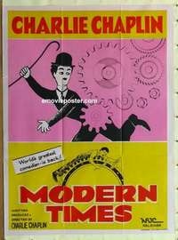 a284 MODERN TIMES Indian movie poster R70s classic Charlie Chaplin!
