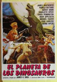 a186 PLANET OF THE DINOSAURS Italian/Spanish movie poster '78 sci-fi!
