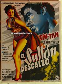 a309 EL SULTAN DESCALZO Mexican movie poster '56 Tin-Tan
