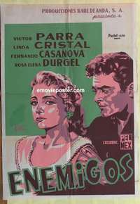 a310 ENEMIGOS Mexican movie poster '56 Parra, Linda Cristal