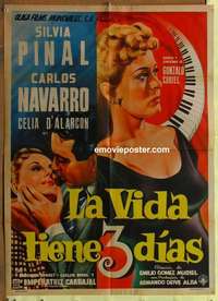 a316 LA VIDA TIENE 3 DIAS Mexican movie poster '55 Silvia Pinal