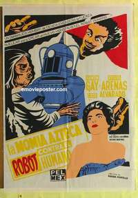 a324 ROBOT VS THE AZTEC MUMMY Mexican movie poster R60s horror