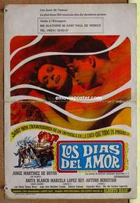 a294 DAYS OF LOVE Mexican window card movie poster '72 de Hoyos, Blanch