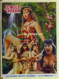 a373 JUNGLE QUEEN Pakistani movie poster '80s sexy women!