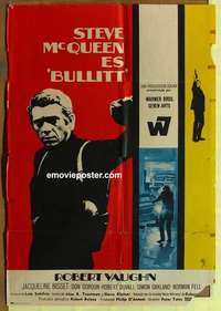 a209 BULLITT Spanish movie poster '69 Steve McQueen, Robert Vaughn
