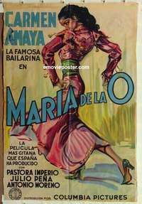 a154 MARIA DE LA O Argentinean movie poster '39 sexy Carmen Amaya!