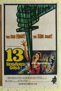 b004 13 FRIGHTENED GIRLS one-sheet movie poster '63 William Castle, horror!