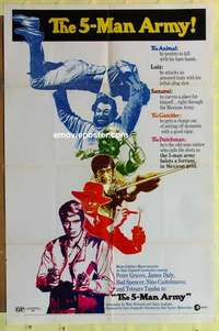 b023 5-MAN ARMY style B one-sheet movie poster '70 Peter Graves, Argento