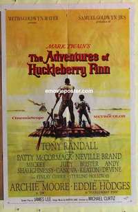 b045 ADVENTURES OF HUCKLEBERRY FINN one-sheet movie poster '60 Mark Twain