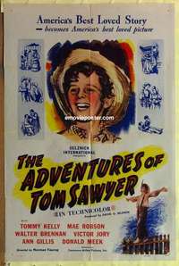 b047 ADVENTURES OF TOM SAWYER one-sheet movie poster R45 Mark Twain