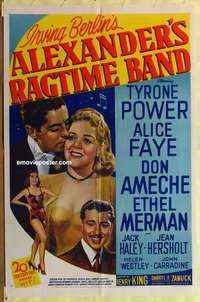 b059 ALEXANDER'S RAGTIME BAND one-sheet movie poster R47 Tyrone Power, Faye
