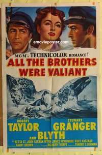b073 ALL THE BROTHERS WERE VALIANT one-sheet movie poster '53 Robert Taylor