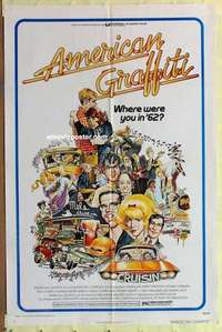b083 AMERICAN GRAFFITI one-sheet movie poster '73 George Lucas classic!