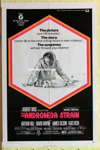 b092 ANDROMEDA STRAIN one-sheet movie poster '71 Michael Crichton, Wise