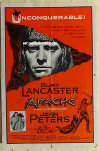 b104 APACHE one-sheet movie poster R60s Burt Lancaster, Native Americans!