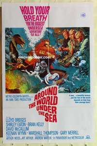 b112 AROUND THE WORLD UNDER THE SEA one-sheet movie poster '66 Bridges