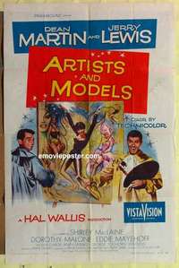 b114 ARTISTS & MODELS one-sheet movie poster '55 Dean Martin, Jerry Lewis
