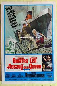 b120 ASSAULT ON A QUEEN one-sheet movie poster '66 Frank Sinatra, Lisi