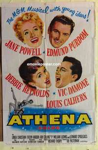 b122 ATHENA one-sheet movie poster '54 Jane Powell, Debbie Reynolds
