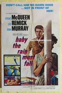 b132 BABY THE RAIN MUST FALL one-sheet movie poster '65 Steve McQueen