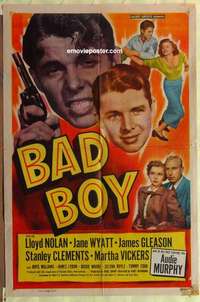 b139 BAD BOY one-sheet movie poster '49 Audie Murphy, Lloyd Nolan