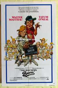 b141 BAD NEWS BEARS one-sheet movie poster '76 Matthau, Jack Davis art!