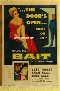 b145 BAIT one-sheet movie poster '54 great bad girl Cleo Moore image!