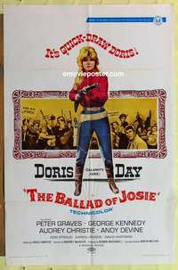 b146 BALLAD OF JOSIE one-sheet movie poster '68 Doris Day with shotgun!