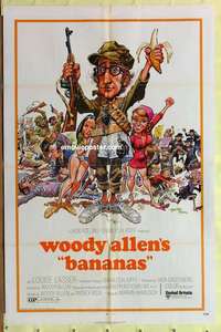 b147 BANANAS one-sheet movie poster '71 Woody Allen, Jack Davis artwork!