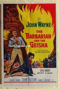 b153 BARBARIAN & THE GEISHA one-sheet movie poster '58 John Wayne, Ando