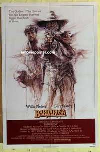 b154 BARBAROSA one-sheet movie poster '82 Willie Nelson, Gary Busey