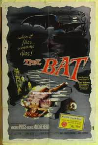 b158 BAT one-sheet movie poster '59 Vincent Price, great horror image!