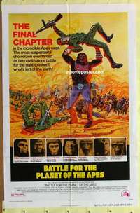 b165 BATTLE FOR THE PLANET OF THE APES one-sheet movie poster '73 sci-fi!