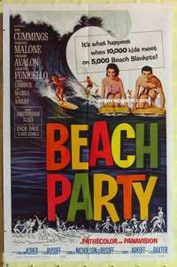 b175 BEACH PARTY one-sheet movie poster '63 Frankie Avalon, Annette!