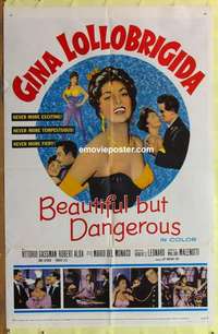 b181 BEAUTIFUL BUT DANGEROUS one-sheet movie poster '57 Lollobrigida