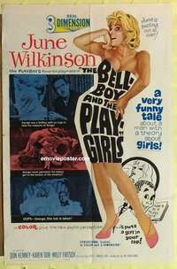 b191 BELLBOY & THE PLAYGIRLS one-sheet movie poster '62 3D June Wilkinson