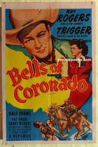 b195 BELLS OF CORONADO one-sheet movie poster R56 Roy Rogers, Dale Evans