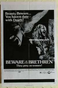 b206 BEWARE MY BRETHREN one-sheet movie poster '72 gruesome horror image!