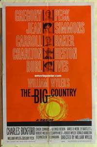 b213 BIG COUNTRY rare style B one-sheet movie poster '58 Gregory Peck, Wyler