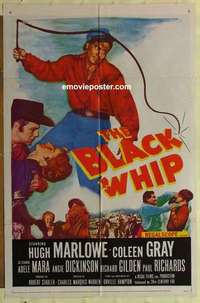 b241 BLACK WHIP one-sheet movie poster '56 Hugh Marlowe, Coleen Gray