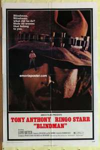 b244 BLINDMAN one-sheet movie poster '72 Tony Anthony, Ringo Starr!