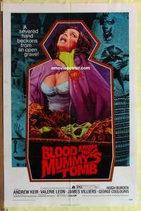 b246 BLOOD FROM THE MUMMY'S TOMB one-sheet movie poster '72 severed hand!