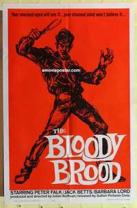 b249 BLOODY BROOD one-sheet movie poster '62 early Peter Falk, drugs!