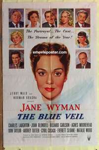 b251 BLUE VEIL one-sheet movie poster '51 Jane Wyman, Charles Laughton