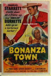 b262 BONANZA TOWN one-sheet movie poster '51 Charles Starrett, Burnette