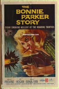 b264 BONNIE PARKER STORY one-sheet movie poster '58 AIP, great image!