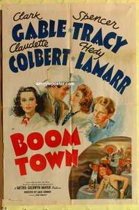b265 BOOM TOWN style D one-sheet movie poster '40 Gable,Tracy,Colbert,Lamarr