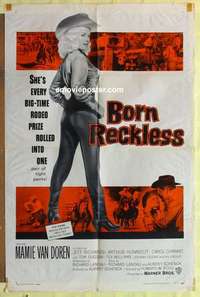 b269 BORN RECKLESS one-sheet movie poster '59 sexy Mamie Van Doren!