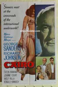 b323 CAIRO one-sheet movie poster '63 George Sanders in Egypt!