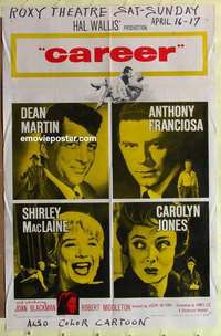 b340 CAREER one-sheet movie poster '59 Dean Martin, Tony Franciosa